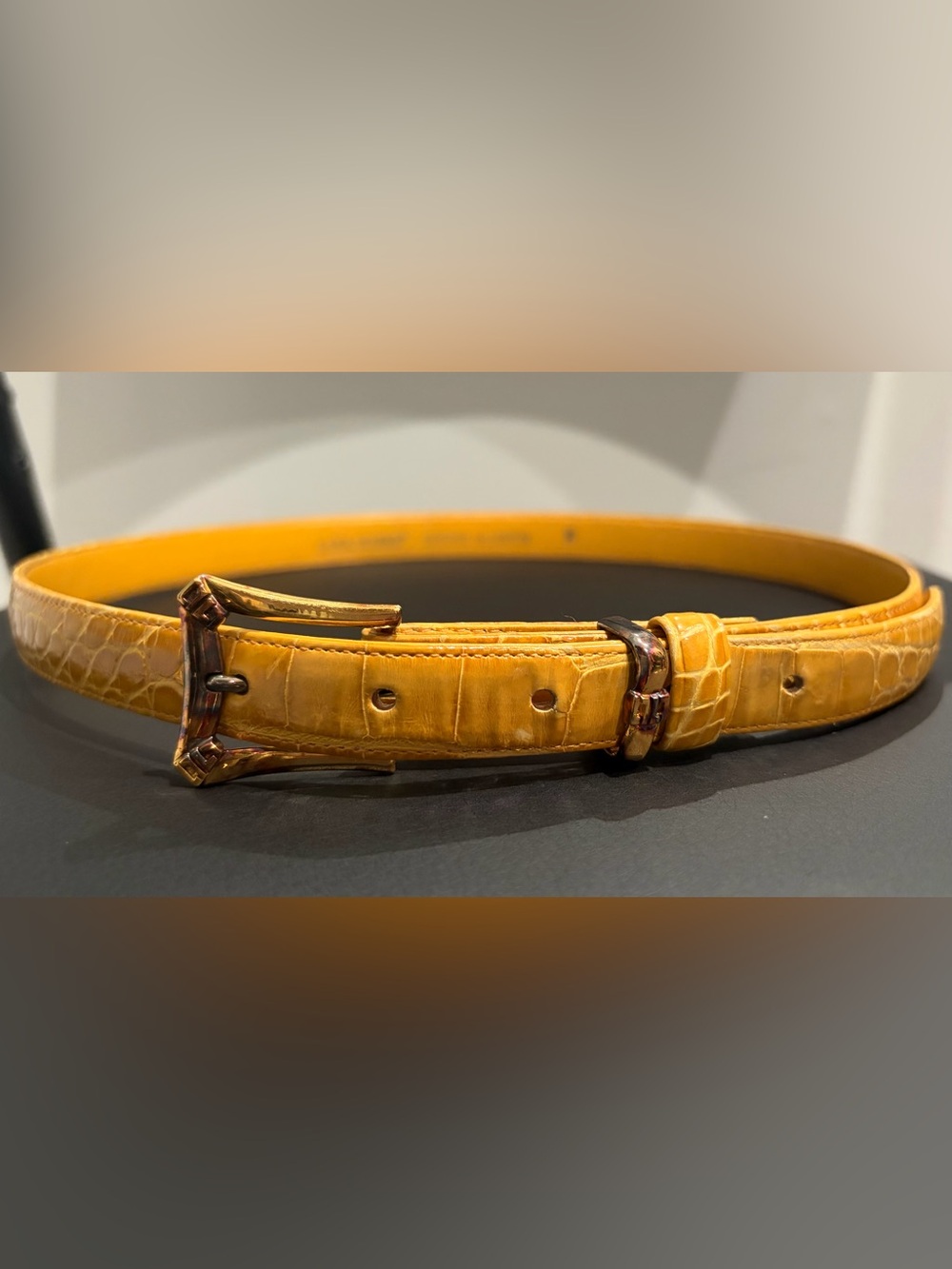 Women’s Yellow Genuine Alligator Belt with Sterling Silver Buckle